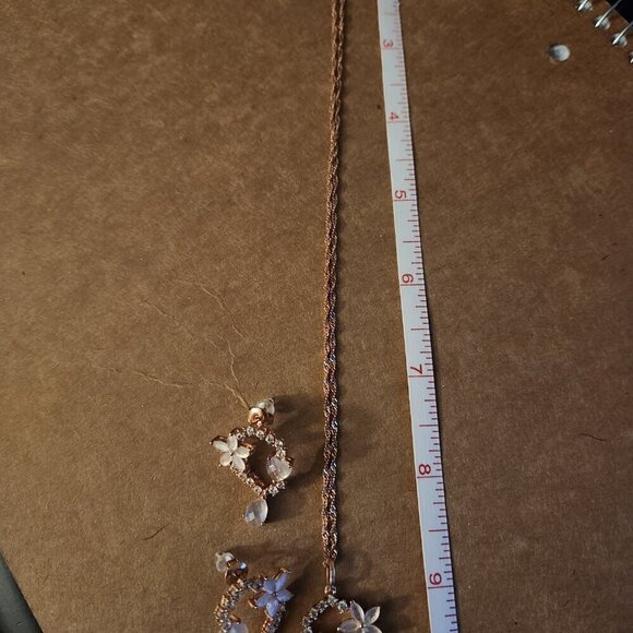 JTV Rose Quartz White Zircon 18K Rose Gold Earrings - Picture 7 of 10